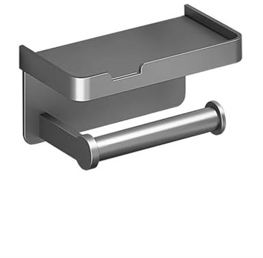Soporte con charola de aleación de aluminio para teléfonos móviles, antideslizante, dispensador de rollos de papel de seda gris/crema para baño