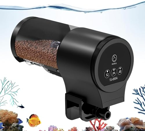Automatischer Fischfutterautomat - Automatischer Futterspender für Aquarium | 100ml 12Std 24Std 48Std Timer Flockenfutter Ausrüstung für Koi Guppy Kampffisch Buntbarsch Schildkröte Garnele Futter