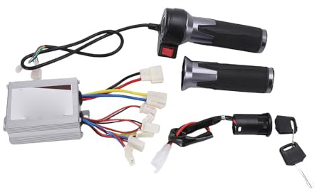 banapoy Kit de Contrôleur Vitesse de Moteur brossé 500W 24V, Contrôleur brossé pour Vélo électrique avec Poignée D'accélérateur, Interrupteur D'allumage, pour