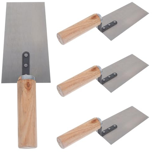 Générique Lot de 4 Truelles à Mastic en Acier Inoxydable Taille Moyenne et Grosse Spatules de Construction Polyvalentes pour Plâtrage Pose de Briques et Finition de Maçonnerie Outils