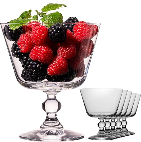 Imperial Lot de 6 bols à dessert 380 ml – Bol avec pied en verre Crystalline – Coupe à glace transparente passe au lave-vaisselle « Vintage »