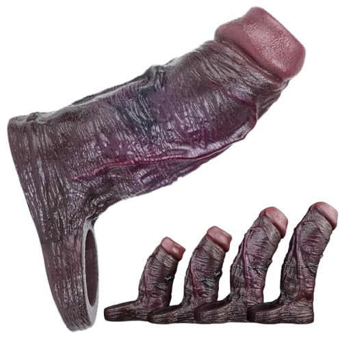 NAIXBTY Silikon Realistische Penishülle Dildo Offener Typ Penis Sleeve mit Hodenring Cock Hülle Penismanschetten für Penisvergrößerung und Zeit Verlängern Penis Sleeve Sexspielzeug für Männer (M)