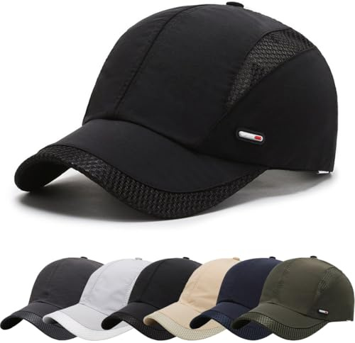 DURINM Cappello da Baseball Asciugatura Rapida Donna con Visiera Traspirante Cappellino Uomo con Visiera Casuali Leggero Berretto Baseball Uomo Regolabile Cappello per Running Viaggi Vacanze