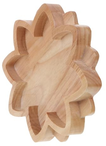 VALICLUD Plateau Décoratif en Bois Naturel Forme Lotus, Assiette de Présentation pour Cristaux et Bijoux, Plateau de Rangement pour Bracelets Perles, Accessoire D'exposition Maison