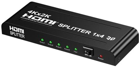 Switch video, Splitter Compatibile 4K 3D Distributore 1X4 1 Ingresso 4 Uscite Video 30Hz Amplificatore Switch per uffici domestici e data center