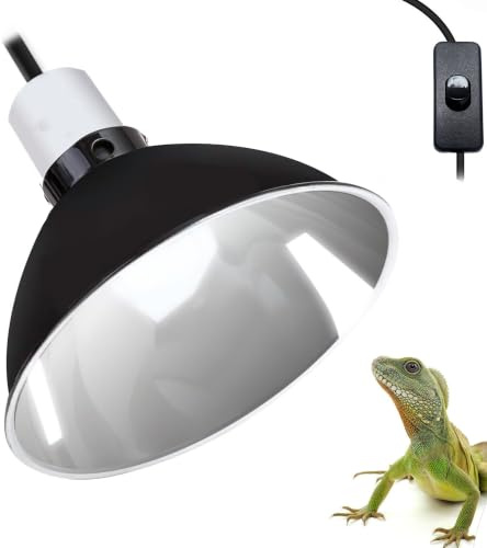 imuounl Reptile Heat Lamp Holder with Polished Aluminium Reflector | 8.5 Inch E27 Deep Dome Light Fixture for Vivariums, UVA/UVB Bulbs, Basking Lamps & Ceramic Heat Emitters