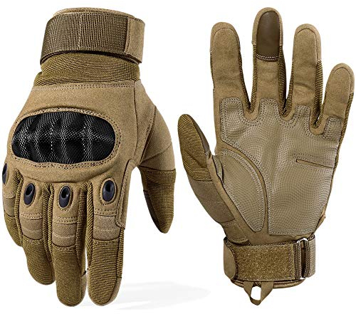 WTACTFUL Guantes de Tácticos para Hombre Pantalla Táctil Guantes Dedo Completo al Aire Libre Ciclismo Motociclismo Carreras Caza Marrón M
