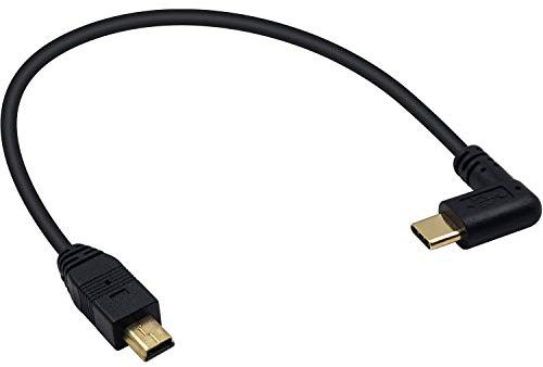 Duttek 90 degrés Câble USB C vers Mini USB, Convertisseur USB 3.1 Type C mâle vers Mini USB mâle pour Appareil Photo, MP3 et Autres Dispositifs -(26CM)