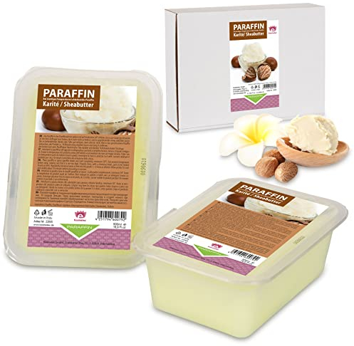 Kosmetex Wellness-Paraffinbad Karite Sheabutter – Paraffin-Entspannungsbad für Hände und Füße – Paraffinwachs – Paraffin-Block für Wachserwärmer (2x 500ml)
