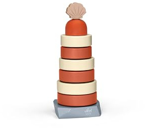 Sevi Stapelbarer Leuchtturm (15 Stück) Lernspielzeug aus Holz für Kinder ab 2 Jahren | 10,5x25,5x10cm Grosse Nature Sealove | Modell 83143