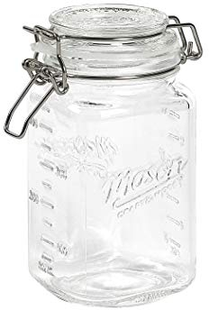 Mason Craft & More Airtight Kitchen Food Storage Clear Glass Clamp Jars, 50 Ounce (1.5 Liter) Medium Clamp Jar
