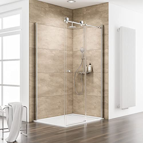 Schulte MasterClass Set Schiebetür inklusive Seitenwand und Duschwanne mit Rinne, alpinweiß, Größe: 200x90x120cm, 8mm Sicherheitsglas inkl, Fixil-Glassiegel, EP70812905-3 41 500 23 44