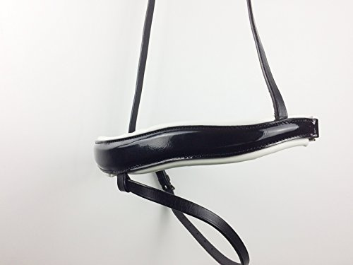 gs-sports anatomisches schwedisch kombiniertes Reithalfter für Trensen Lack konisch geschnitten sehr weich gepolstert (Full Warmblut, schwarz weiß)