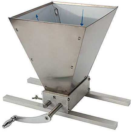 OUKANING Mulino per Cereali da 7 Litri, Mulino per Malto, Mulino per Grano con 2 rulli Regolabili, Mulino a Mano per Mais, orzo, Grano, Bacche