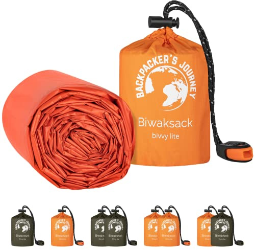 Backpacker's Journey Sac de Bivouac de Voyage, Ultra léger et étanche, idéal pour Le Camping, la randonnée et L'Aventure (Orange 2)