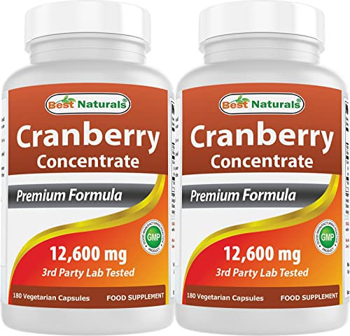 Best Naturals Cranberry 3X Strength, 12600 mg 180 Veggie Capsules (180 Count (Pack of 2))