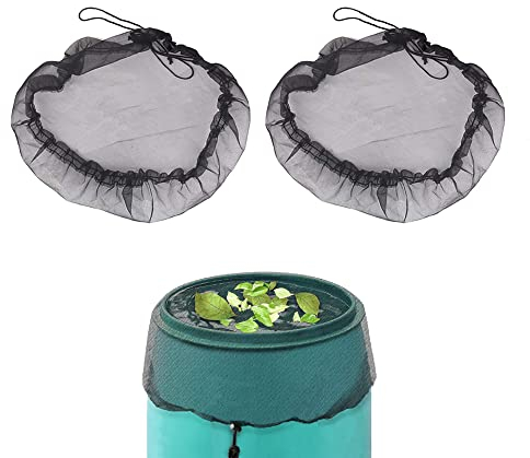 Csirnto 2 Pezzi Rete per Barile da Pioggia 95 cm Coperture in Rete per Botti di Pioggia Rete per Serbatoio di Acqua Piovana Regolabile con Coulisse Protezione Contro Polvere Foglie Cadute Zanzare