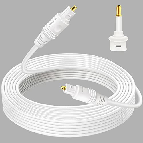 Bangun Câble audio optique blanc de 18,3 m, câble audio numérique Toslink, câble audio à fibre optique, câble optique pour barre de son, TV/PS4/Xbox