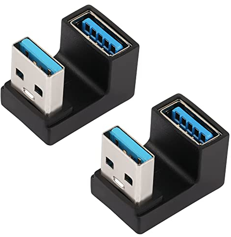 QIANRENON U Forme Angle USB3.1 Adaptateur 10 Gbps USB3.1 mâle vers Femelle 180 degré Angle Connecteur, Charge Rapide 5V/3A OTG, pour PC et Ordinateur Portable Power Bnak，2Pcs