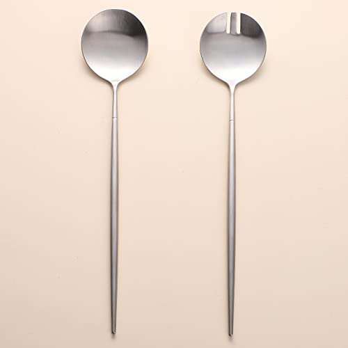 Zerophilo Salad Servers,Spoon and Fork Set 11.41 inch,18/10 Stainless Steel Salad Serving Silver