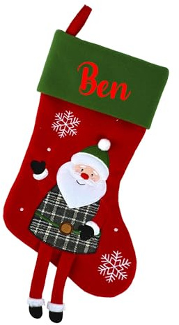 minimutz Nikolausstrumpf mit Namen Kinder - personalisierter Weihnachtsstrumpf zum Aufhängen & Befüllen - Nikolausstiefel mit hängenden Füßen 45cm