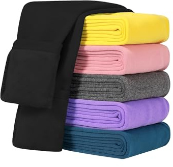 JOCMIC Kids Fleece Lined Leggings Girls Winter Thermal Thick Warm Trousers 1 Pack Black, 10-11 Years, Tag 160