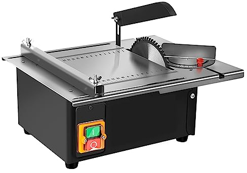Vislone Sierra de mesa para decoración de carpintería de 2500W, 340mm x 280mm, mesa de acero inoxidable recién mejorada con regla angular y respaldo ajustable