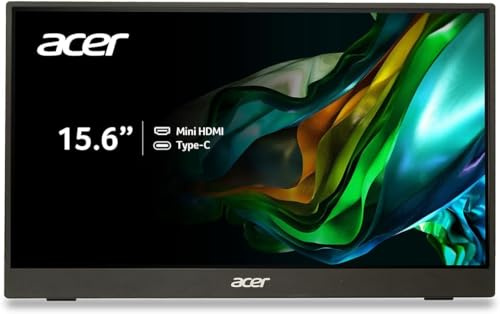 acer PM1 Monitor portátil FHD de 15.6 Pulgadas | Panel IPS | Diseño Ultrafino y Ultraligero | Mini HDMI x 1 y USB Tipo C x 2 entradas