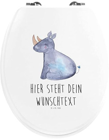 Mr. & Mrs. Panda Personalisierter WC Sitz Motiv Einhorn Nashorn - Personalisierte Geschenke, Nashörner, Toilettensitz, Unicorn, Toilettendeckel, Klodeckel, WC-Sitz, Zoo, Lustig, Klobrille, Regenbogen