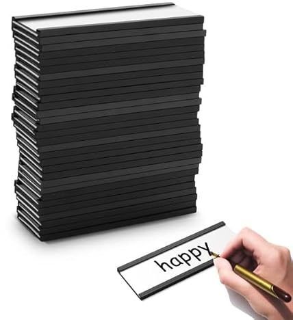 Tagtight 30 Pcs Magnetische Etiketten Halter mit Magnetischen Daten Karten Haltern, Magnetschilder zum Beschriften mit Kunststoff Schutz Folien für Metall Regale, Schließfach Whiteboard (2.5 x 7.62cm)
