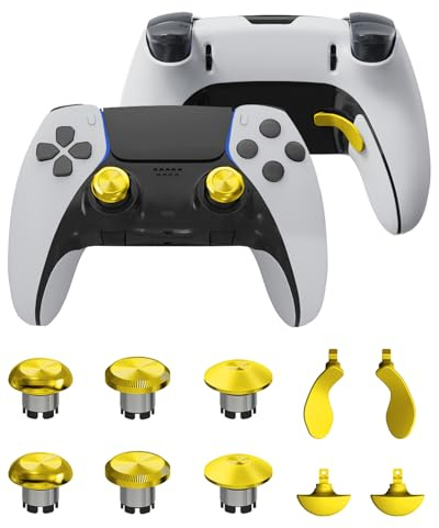 Metal Thumbsticks for PS5 Edge Controller, Metallic Back Paddles Triggers Buttons Joysticks, Replacement Accessories Parts for PS5 Dualsense Controller