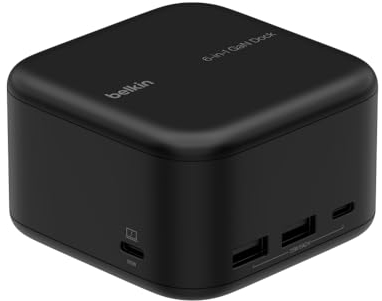 Belkin Connect Core Dock 6 in 1 GaN USB-C, 130 W, 96 W di PD per le periferiche e porte USB-C, USB-A, Gigabit Ethernet e HDMI 4K, docking station per console di gioco, MacBook, laptop PC e Chromebook