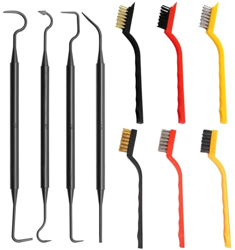 BORISCA Drahtbürsten Set , 6 Stück Drahtbürste Messingbürste Klein Edelstahl Bürste Messingdrahtbürste Multifunktional Stahlbürste Kupferbürste Nylon mit 4 Zweikopfhaken zur Reinigung Von Rost Schmutz