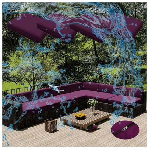 SDNAM 4er Sofa Wasserdicht Sofa Sitzkissenbezug Mit Reißverschluss, Outdoor Bezüge Für Gartenpolster,Auflagen überwürfe Hussen Für Gartenmöbel/terrasse(Q25,50x45 cm)