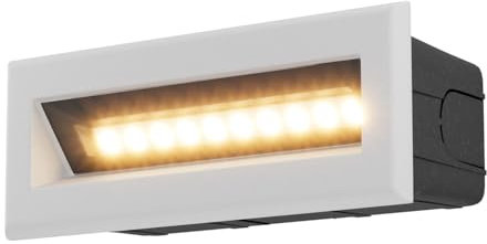 Licht-Erlebnisse LED Wandeinbauleuchte Treppe B: 137 mm schmal Metall IP65 3000 K warmweiß 400 lm Weiß eckig Außenleuchte Wand Outdoor Lampe Garten Weg