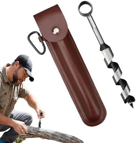 Bushcraft Trapano a mano Trapano manuale Strumenti Bushcraft, Legno Bushcraft Auger Camping Survival Strumento aggiuntivo per la sopravvivenza e il campeggio, design della vite autofilettante, 10,2 *