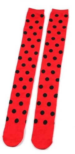 Wambere 1 par prickiga strumpor knästrumpor lårhöga strumpor överknä overknee damstrumpor thigh high socks höga benvärmare ben för karneval halloween cosplay fest, svart röd