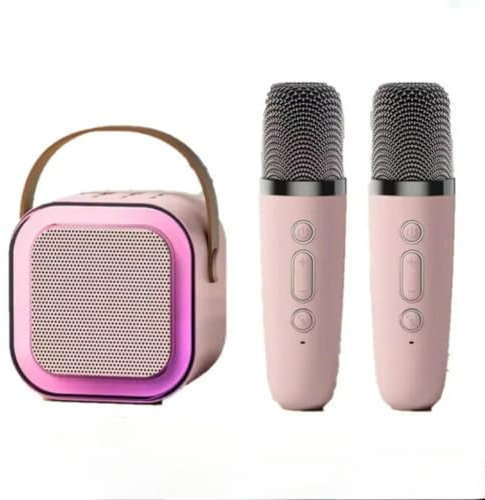 Llzzy Karaoke Machines for Kids,Portable Karaoke Machines with Voice Changing Effects Microphone Bluetooth Speaker For Girls and Boys Birthday Gifts (Pink 1 to 2)