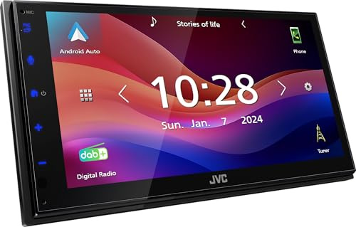JVC KW-M595DBT - 17,3 cm WSVGA (1024 x 600px) Moniceiver mit DAB+/FM, CarPlay, Android Auto, Apple & Android USB-Mirroring, Bluetooth, kapazitivem Touchpanel, DSP, 4 x 50 Watt, 3 x Pre-Out 2,5V