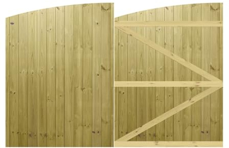 Premier Garden Supplies Made to Measure Tongue & Groove Semi-Braced Arch Top Driveway Gates for Measurements Height 5ft - 6ft (150-180cm) x Width: 244cm - 274cm