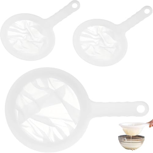 3 Pcs Nylon Sieve Filter, Plastic Nylon Fine Mesh Strainer, Suitable for Filtering Any Liquids,Jam, Fruits,Vegetable Straining Set,Ideal for Domestic and Professional Use 100,200,400,Mesh