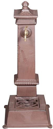 Biscottini Fontana da giardino a colonna 77x37x30 cm - Fontana in ghisa con rubinetto finitura anticata - Fontane da terra esterno - Fontanelle da giardino con griglia di scarico - Fontanella in ferro