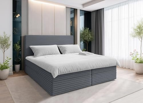 AXLIVING Grau Bett Sevdayla Boxspringbett mit Bettkasten 180x200 cm