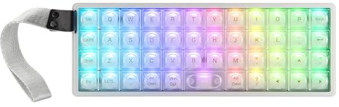 EPOMAKER Luma40 Low Profile Aluminium Mechanische Tastatur, QMK/VIA & CNC-Metall, 40% Gaming Tastatur Kabellos, Transparent PC Keycap, Hot-Swap, Kailh Linear, 2,4 GHz/BT/USB (Silber, Clear Schalter)