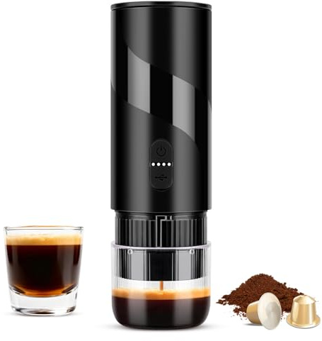 AirOpen Machine à Café Portable, Réservoir 100 ml, Étanche IPX5, 20 Bars, Cafetière Portable USB-C Compatible vec Capsules Nespresso Original et Café Moulu, pour Voiture, Camping et Bureau