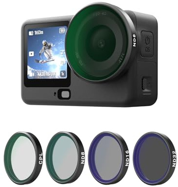 TELESIN Kit de Filtres CPL ND pour DJI Osmo Action 6, 4 Pièces ND8 ND16 ND32 CPL, Filtre à Densité Neutre Polariseur, Verre Optique Schott HD Revêtu Double Face, Accessoire Combo pour Créateurs