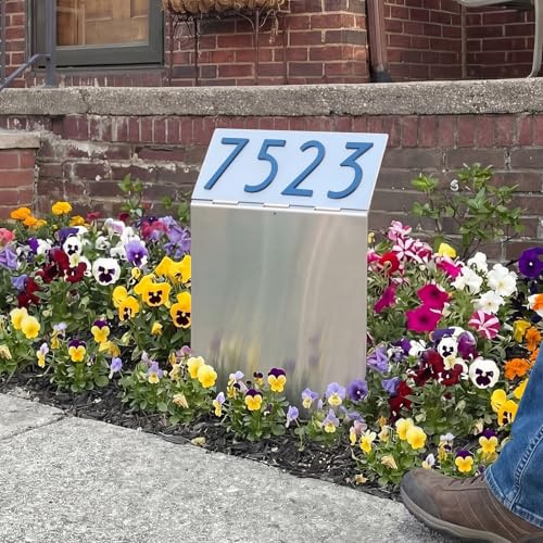 Address Sign, Easy Install In-Ground House Number Kit with 3D Acrylic Numbers & Letters, Stainless Steel, Waterproof Outdoor Plaque (12x18 Inches)