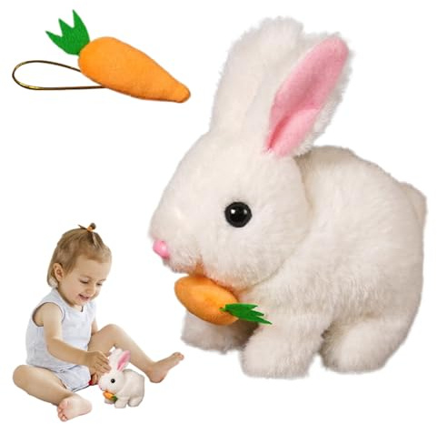 Hopping Rabbit Toy – Elektronisk Interaktiv Plyschkanin, Vickande Öron Ryckningar I Näsan Husdjurssimulering För Förskoleinlärning, Bärbart Krambart Gosedjur | Påskharen För Flickor Pojkar Barn Gåva