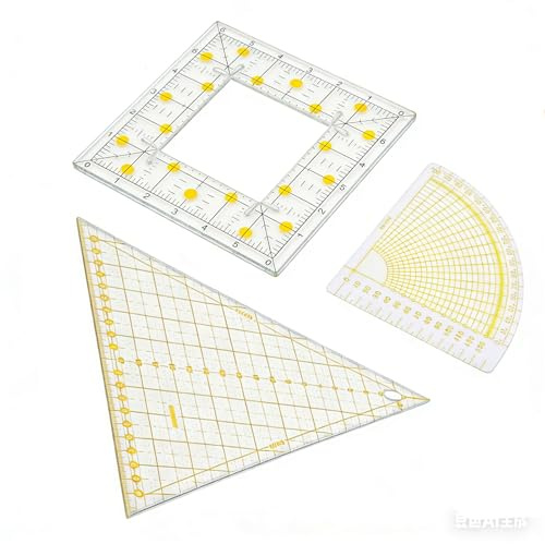 Oenothera 3 Stücke Grad Lineal Set, Transparent Ruler Vorlage | Patchwork Dreieck, Quiltlineale, Schneiderlineal, 60 Grad Lineal, für Nähen, Stoffhandwerk DIY