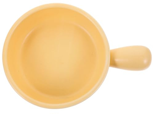 DIYEAH Olla de Barro para Cocinar 800ml con Diseño Antiadherente y Fácil de Manejar, Cazuela de Cerámica Amarilla Adecuado para Reuniones Familiares y Fiestas de Comida